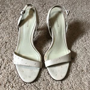 Ann Taylor off white ostrich print sandals